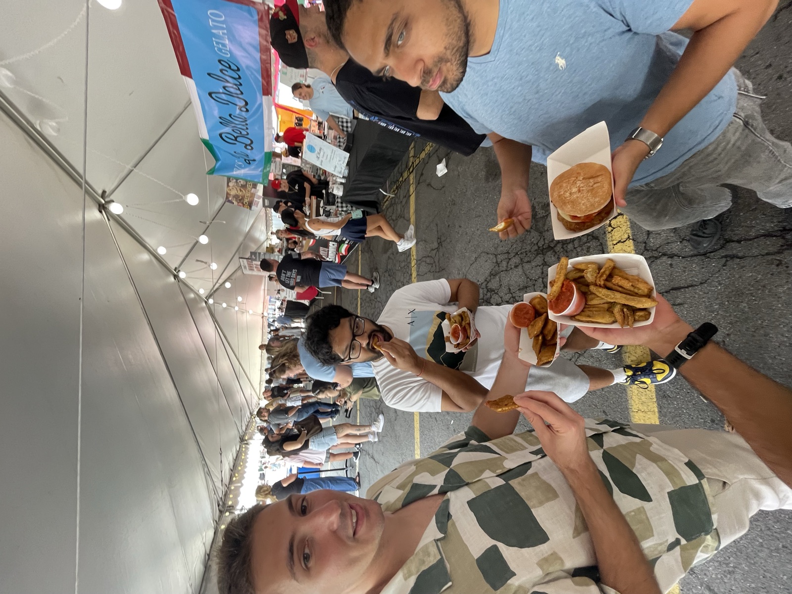 Sampling food at a local festival
