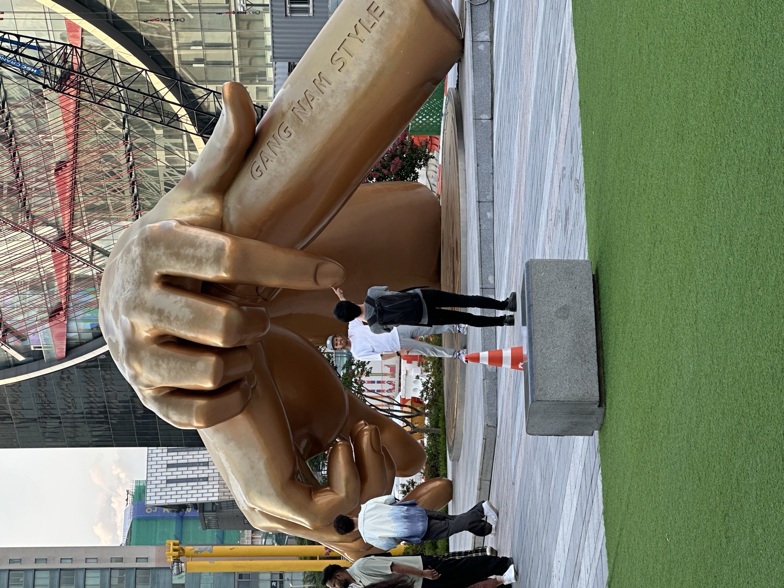 Under a sculpture in Gangnam, Seoul