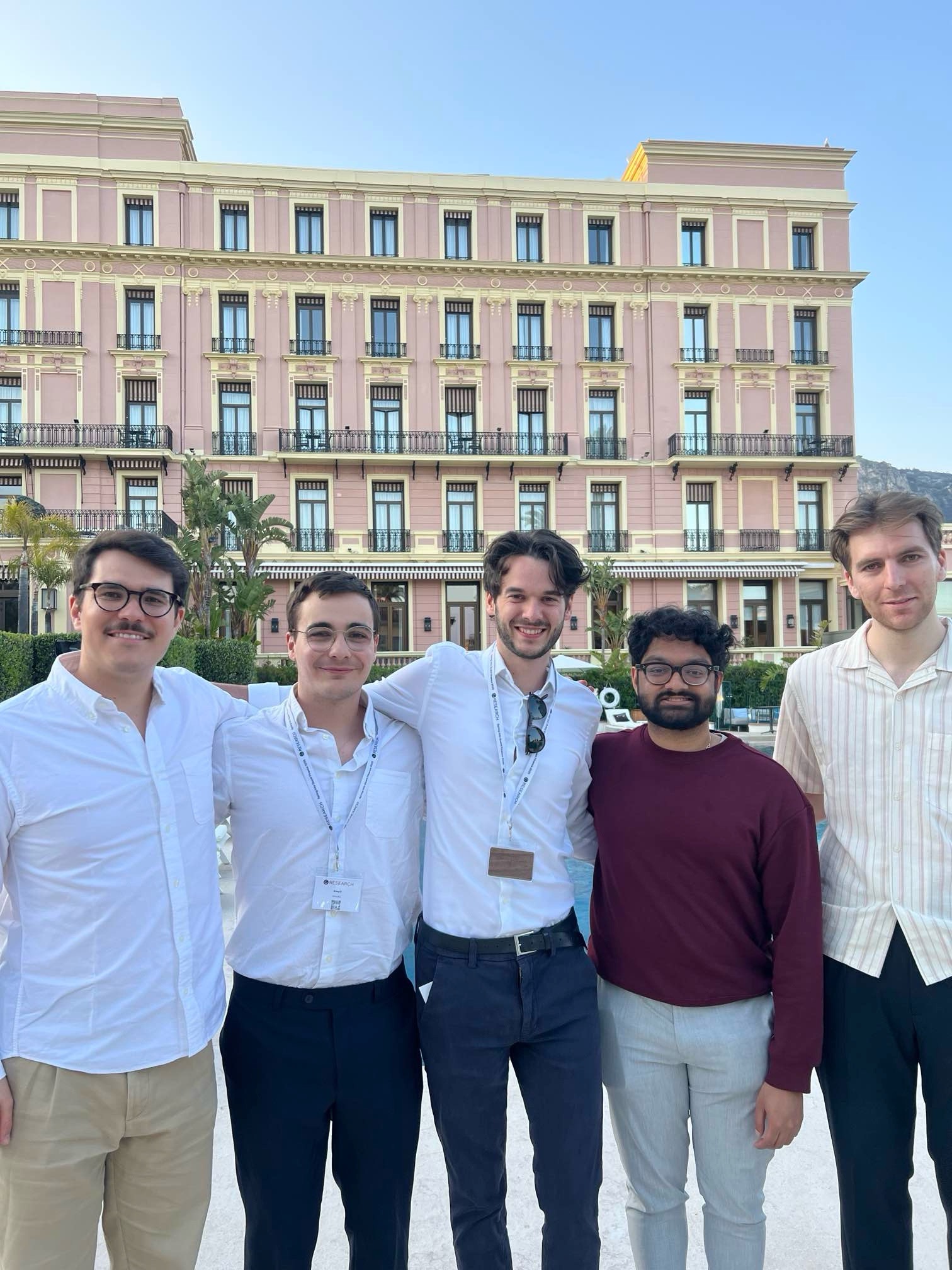 Sharan Sahu with colleagues at a G-Research event in Nice, France